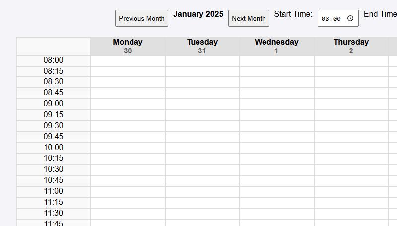 Weekly Calendar screenshot